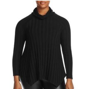 Bobeau Libby A-Line Mock Neck Knit Top Black NWT